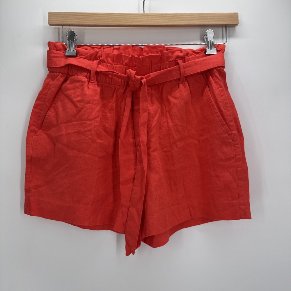 Old Navy Women's Size 6 Coral Orange Paperbag Waist Shorts Casual Summer